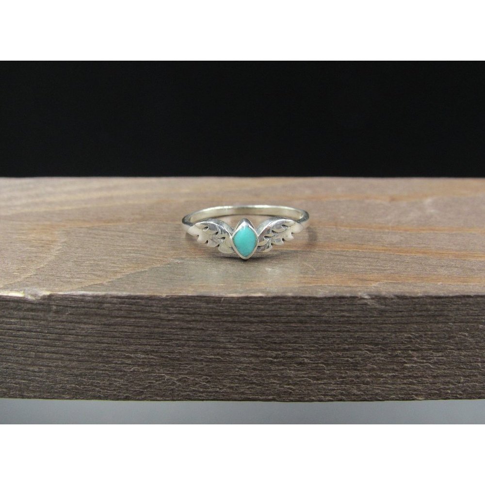 Size 7 Sterling Silver Angel Wings Inlay Band Ring